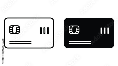 Credit card icons black and outline style graphic for digital payment element vector