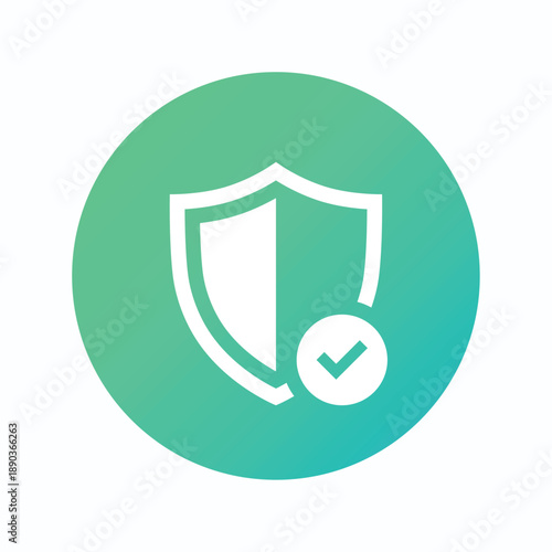 Green shield check mark icon set. Vector illustration