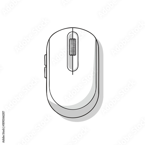Simple Black and White Computer Mouse Illustration