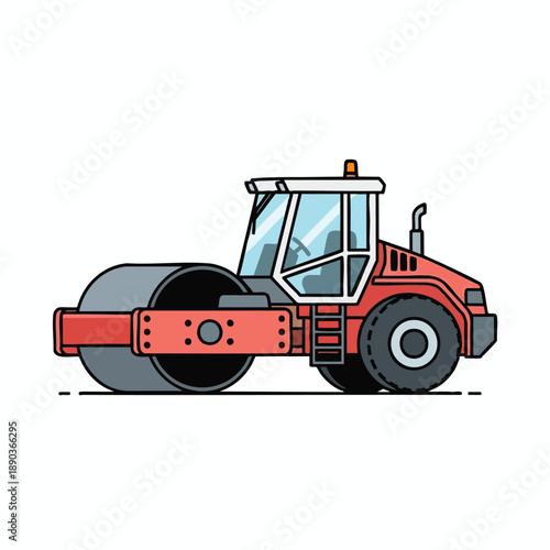 Red Road Roller Vector Illustration