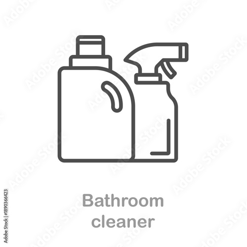 Bathroom cleaner bottle icon in clean vector style, editorial stroke, isolated on white background.