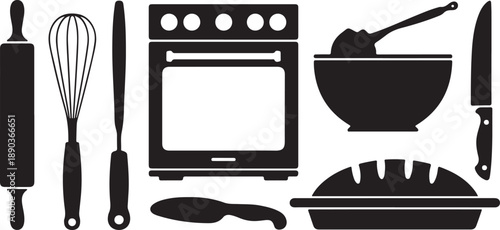 Kitchen Utensils and Appliances Silhouette Collection