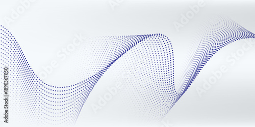 Wave line of flowing particles abstract vector background, smooth curvy shape dots fluid array. wallpaer