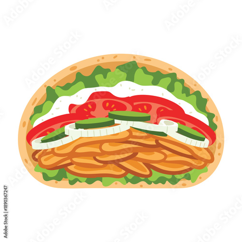 Delicious Fried Chicken Sandwich Illustration