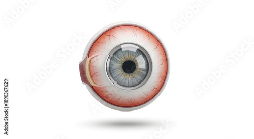 Close-up 3D Render of a Realistic Human Eye Showing Iris and Pupil Detail Isolated on White Background