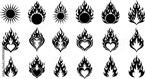 Mystic Tattoo Design Gothic Symbol Collection Set