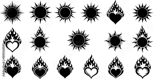 Mystic Tattoo Design Gothic Symbol Collection Set