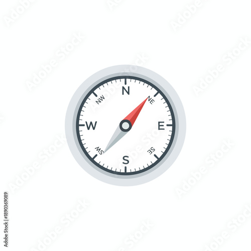 Navigation Compass with Red Needle