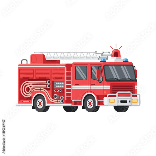 Red Fire Engine Illustration
