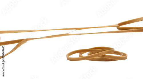 Stretched and stacked brown rubber bands isolated PNG with Transparent Background