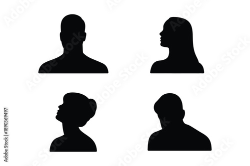 Silhouettes of diverse people's heads and shoulders