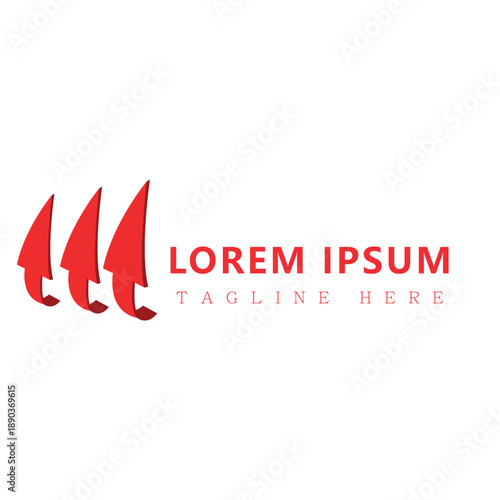 Modern Three Dimensional Red Upward Arrow Logo for Business Growth Momentum and Success Concept Featuring Trio of Rising Arrows Isolated on White Background for Corporate Branding.
