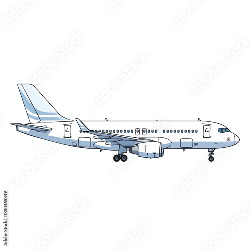 White Passenger Airplane on White Background