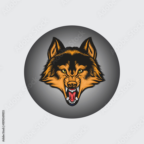 Aggresive wolf head mascot logo for E-sport team