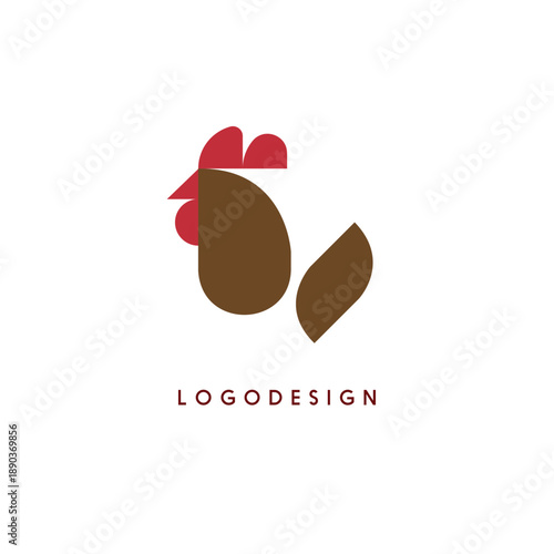 Modern Minimalist Rooster Logo Design Using Simple Geometric Shapes for Poultry Farm Branding Organic Chicken Food Identity and Agricultural Business Concept