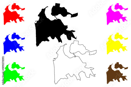 Berdsk city (Russia, Russian Federation) map vector illustration, scribble sketch Berdsk map