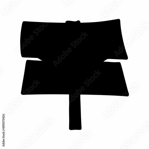 Silhouette of wooden signboard post for directions or outdoor advertisement use
