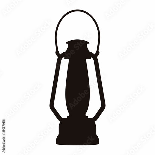 Simple black silhouette illustration of a classic vintage kerosene oil lantern