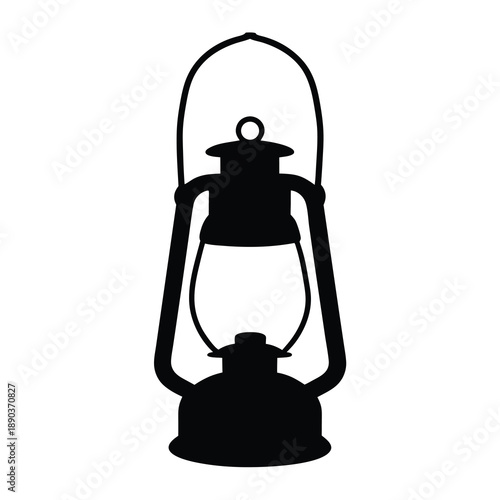 Silhouette of an old style kerosene lamp, classic design icon, darkness, vector