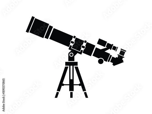 Black silhouette icon of a telescope on a tripod