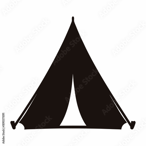Silhouette of a camping tent pitched and ready for overnight adventure