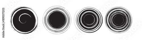 Black concentric circles forming oval shapes in a row silhouette