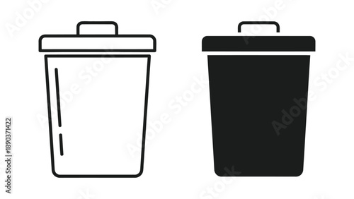 Simple black and white icons representing a trash can or delete function side by side for digital use