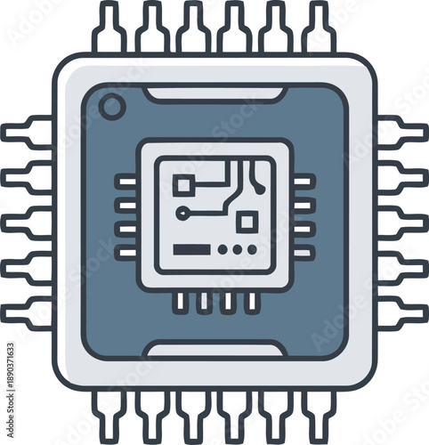 High-Tech Microprocessor Chip Design with Circuitry and Connections for Digital Innovations