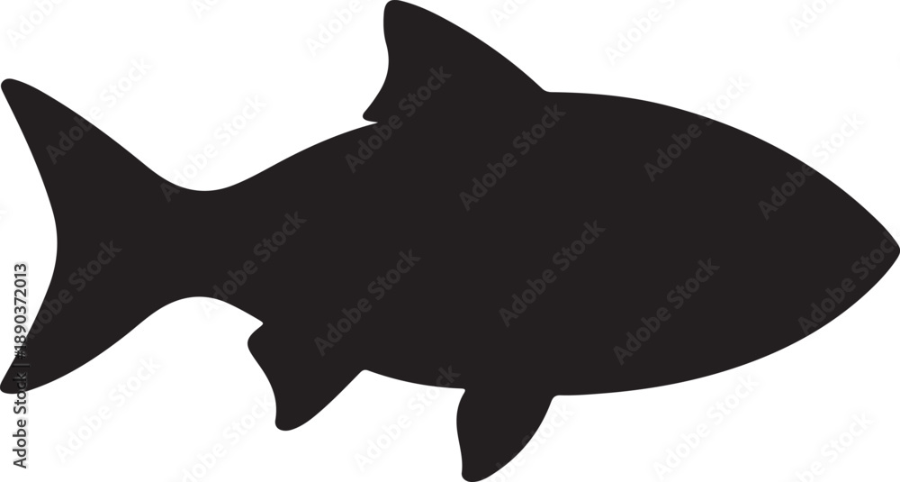 Fototapeta premium Fish Silhouette Vector Icon for Logo Design, Fishing and Marine Wildlife Emblem for Outdoor Brand and Sticker Graphics
