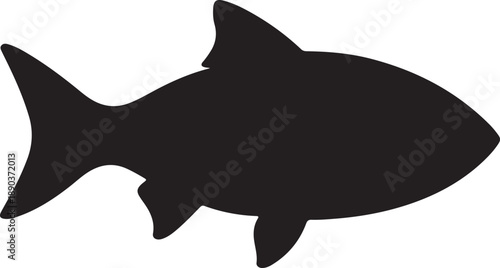Fish Silhouette Vector Icon for Logo Design, Fishing and Marine Wildlife Emblem for Outdoor Brand and Sticker Graphics