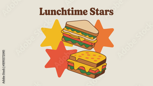 Delicious sandwich graphics with colorful stars