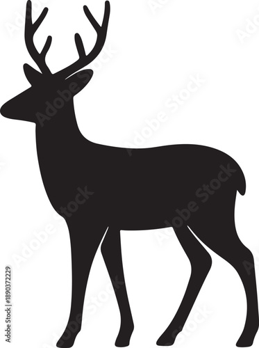 Deer Silhouette Vector Icon for Logo Design, Majestic Wildlife Stag Emblem for Outdoor Brand, Hunting and Sticker Graphics