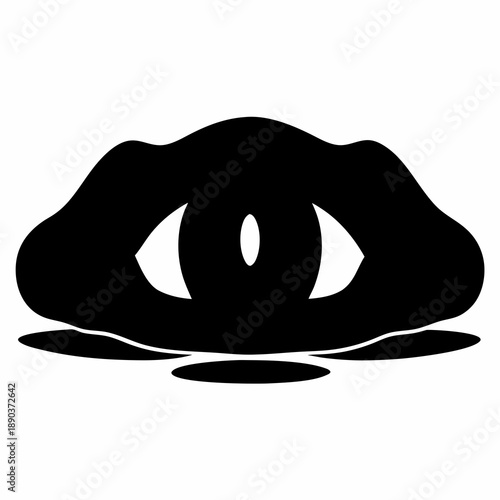 Abstract black and white eye design with organic and surreal undertones