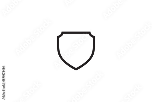 Shield icon design element for security logo or emblem with blank space isolated on white background