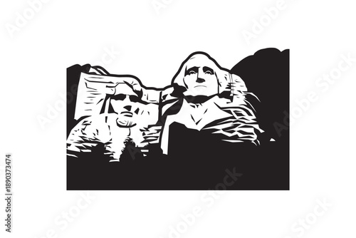 Mount rushmore monument silhouette depicting portraits of george washington and abraham lincoln art