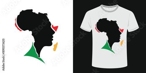 Africa Continent Map Shaped Human Face Profile Design