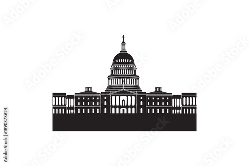 United states capitol building silhouette icon showing majestic architecture of government landmark