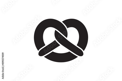 German pretzel silhouette black vector icon of traditional bakery snack isolated on white background