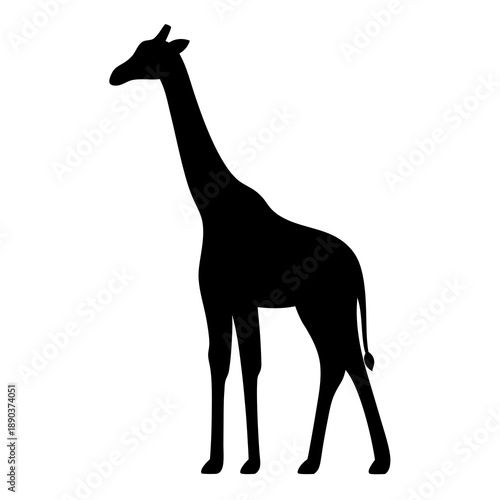 Striking Silhouette of a Giraffe Standing Tall Against a Plain Background