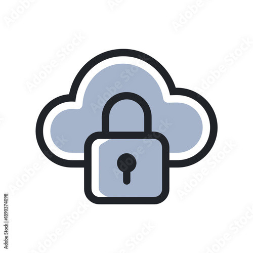 Cloud storage security icon with padlock and cloud symbol  