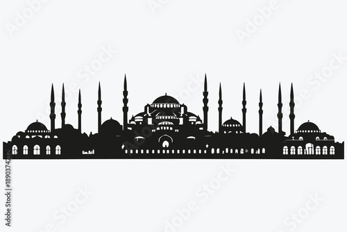 minimalist Istanbul city view silhouette sketch illustration vector