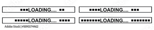 Black and white digital loading bars depicting system process and progress