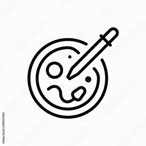 IVF and Microinjection Icon - Linear Vector Symbol for Assisted Reproduction and Cellular Science