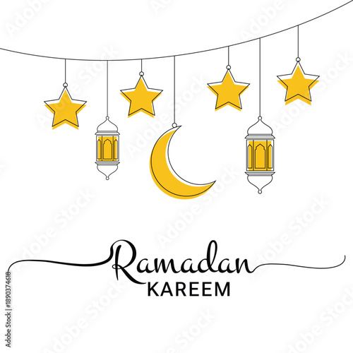Ramadan kareem crescent moon and stars islamic celebration banner Vector
