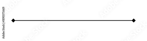 Thin straight horizontal divider line with diamond ends for separators, headers and elegant design layouts