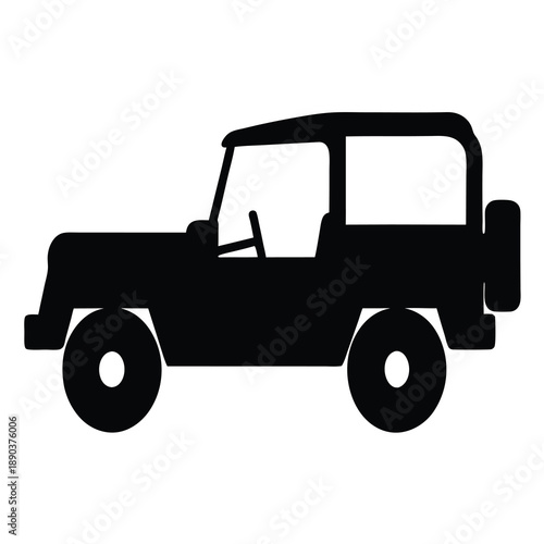 Silhouette of a classic four wheel drive SUV with a removable top