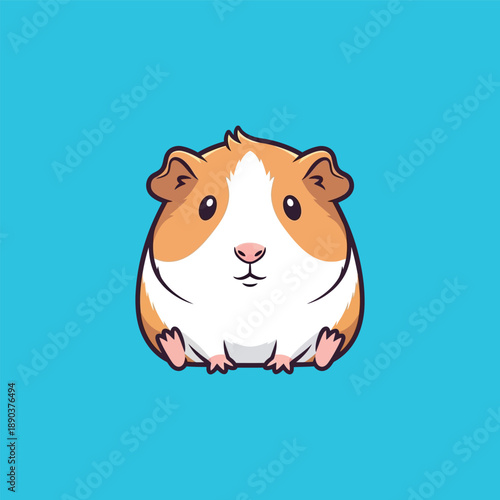 Adorable cartoon guinea pig on blue background.