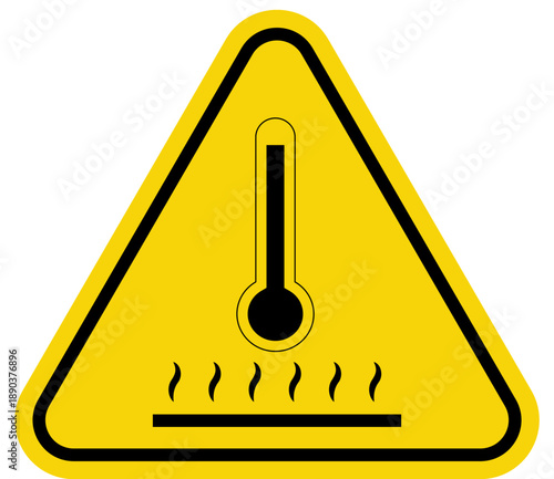 High temperature warning sign thermometer icon indicating heat vector graphic for safety and hazard information
