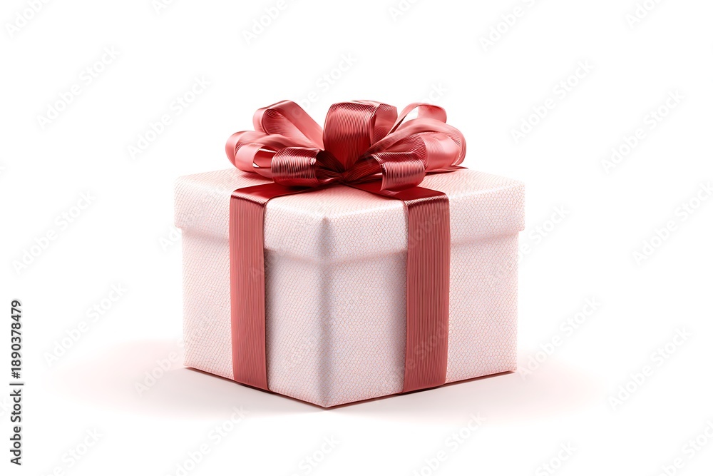 Fototapeta premium Elegant gift box with red bow isolated on white background