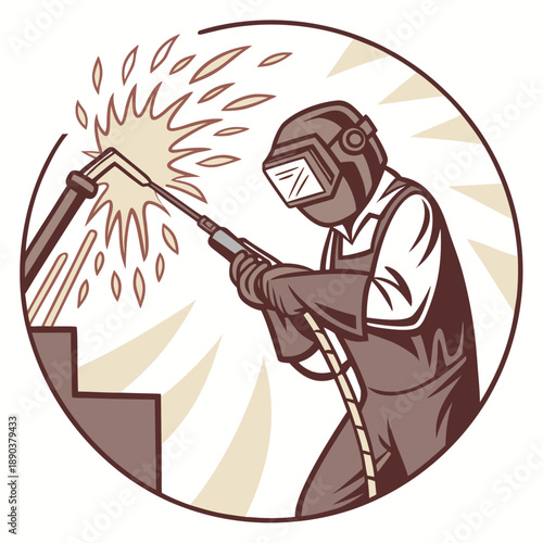 Industrial Welder Metalworking Workshop Illustration